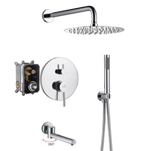 Casainc Polished Chrome 3-Function Built-in Shower System