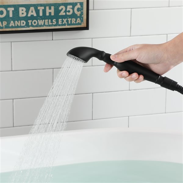 Casainc Matte Black 3-Handle Residential Freestanding Bathtub Faucet with Hand Shower