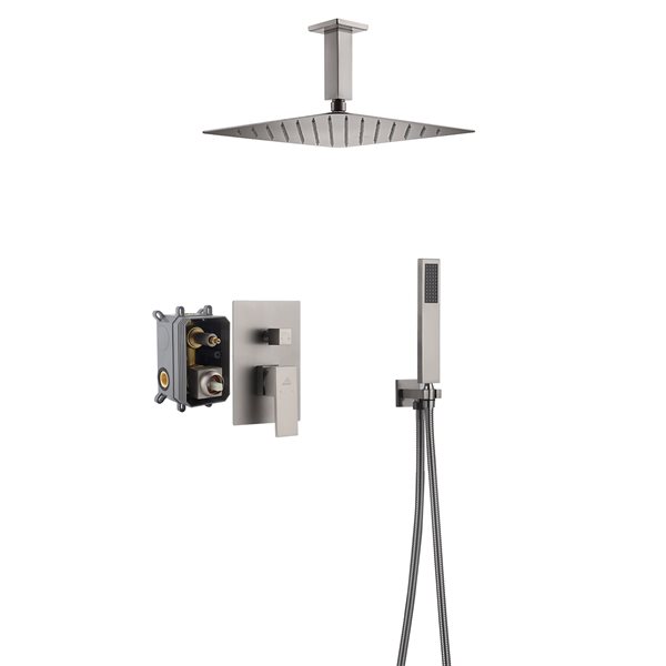 Casainc Brushed Nickel Ceiling Mount Square Built-in Shower System