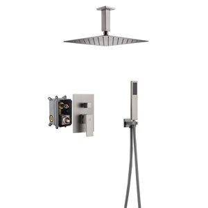 Casainc Brushed Nickel Ceiling Mount Square Built-in Shower System