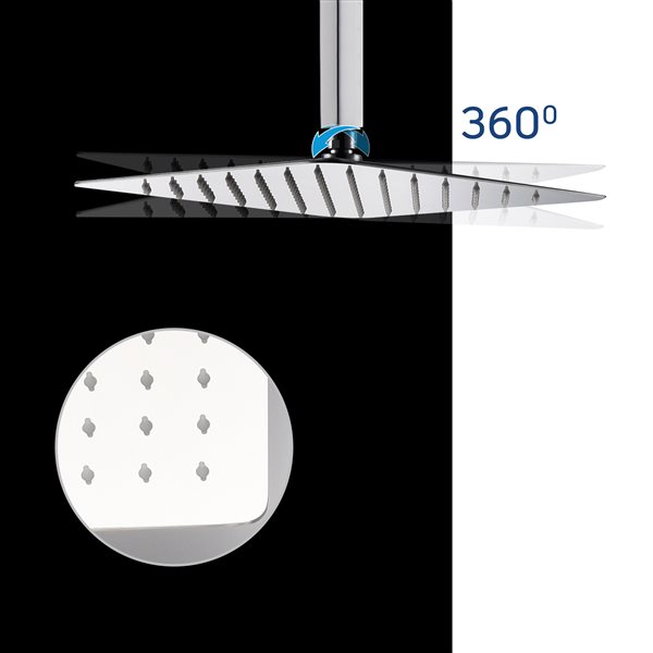 Casainc Polished Chrome Ceiling Mount Square Built-in Shower System