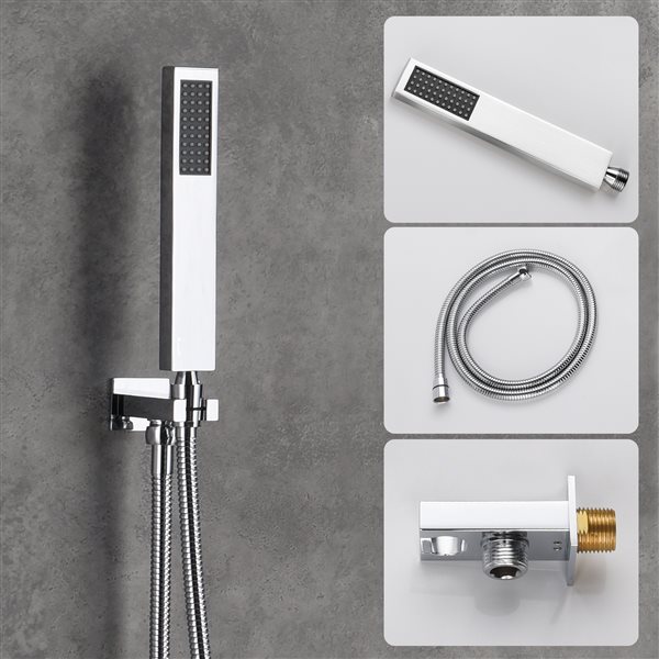 Casainc Polished Chrome Ceiling Mount Square Built-in Shower System