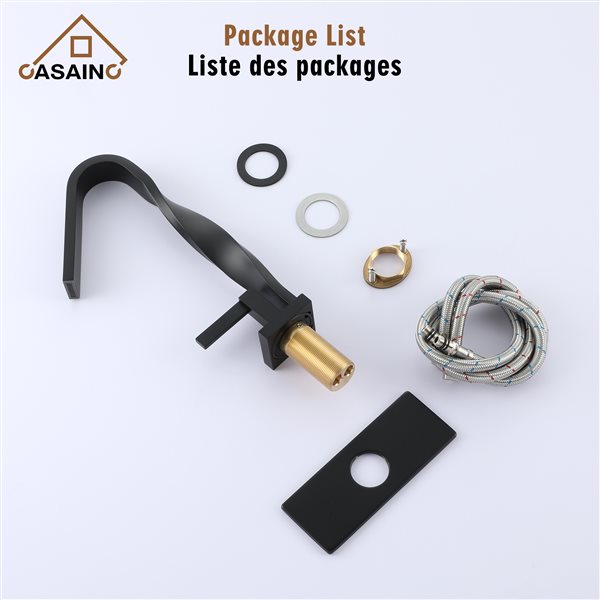 Casainc Matte Black 10.86-in 1-Handle Single Hole Watersense Labelled Bathroom Sink Faucet with Deck Plate