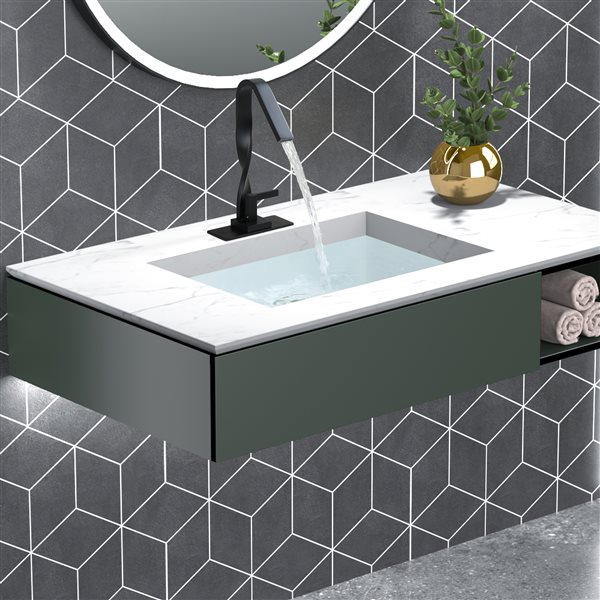 Casainc Matte Black 10.86-in 1-Handle Single Hole Watersense Labelled Bathroom Sink Faucet with Deck Plate