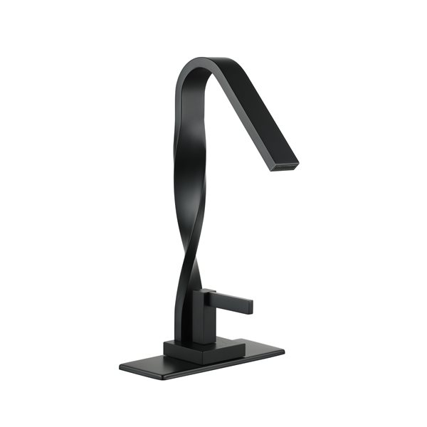 Casainc Matte Black 10.86-in 1-Handle Single Hole Watersense Labelled Bathroom Sink Faucet with Deck Plate