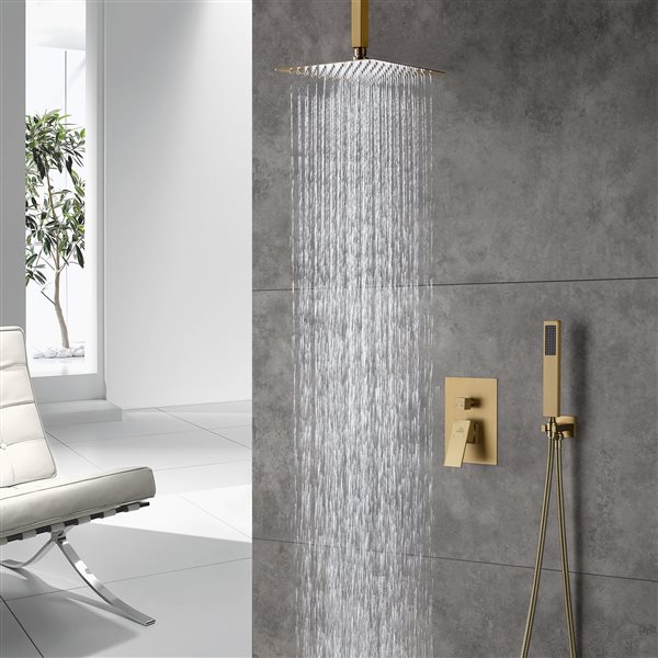 Casainc Brushed Gold Ceiling Mount Built-in Shower System