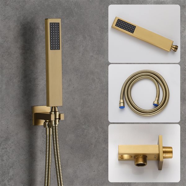 Casainc Brushed Gold Ceiling Mount Built-in Shower System