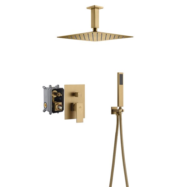 Casainc Brushed Gold Ceiling Mount Built-in Shower System