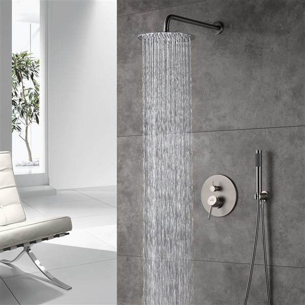 Casainc Brushed Nickel Round 1-Spray Built-in Shower System