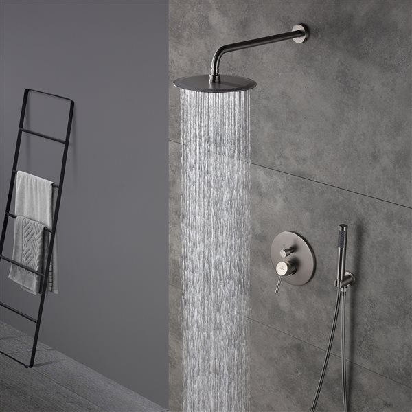 Casainc Brushed Nickel Round 1-Spray Built-in Shower System