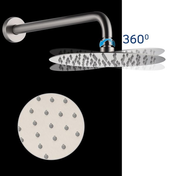 Casainc Brushed Nickel Round 1-Spray Built-in Shower System