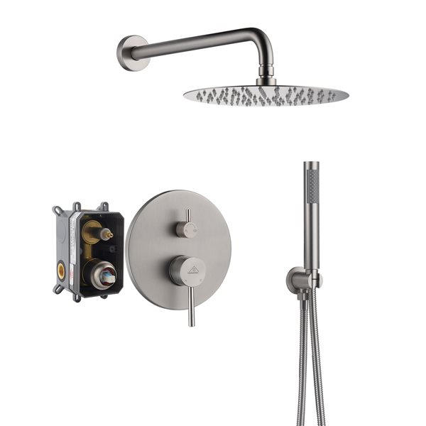 Casainc Brushed Nickel Round 1-Spray Built-in Shower System