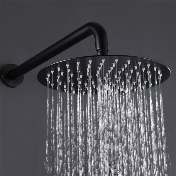 Casainc Matte Black 2-Function Round Built-in Shower System