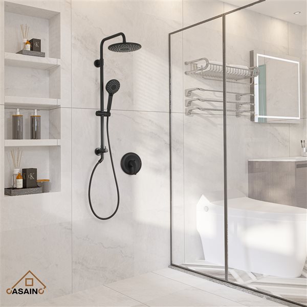 Casainc Matte Black 3-Spray Patterns Built-in Shower System