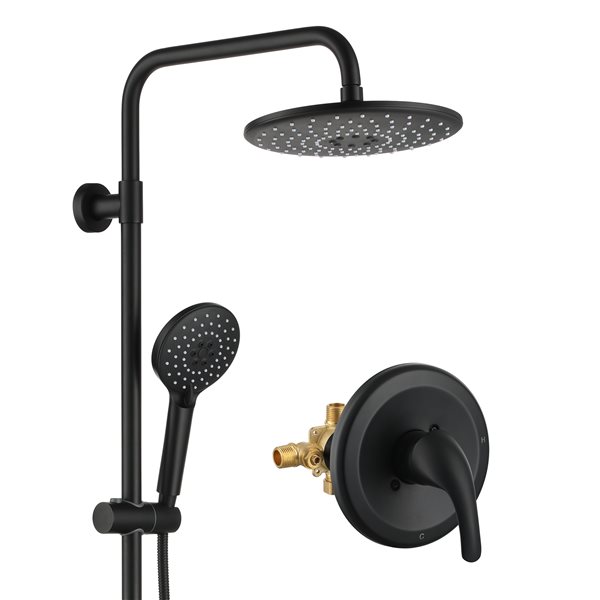 Casainc Matte Black 3-Spray Patterns Built-in Shower System