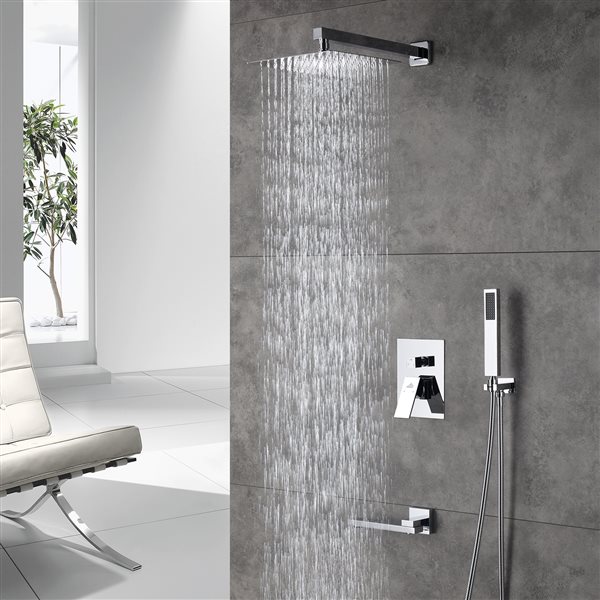 Casainc Polished Chrome 3-Function Wall Mount Built-in Shower System | RONA