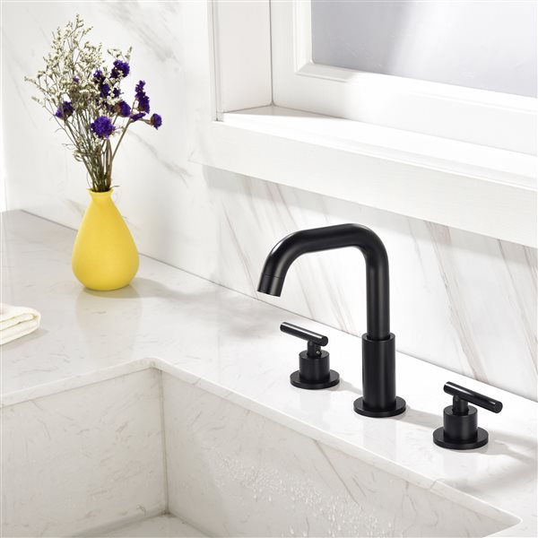 Casainc Matte Black 8.1-in 2-Handle Widespread Bathroom Sink Faucet