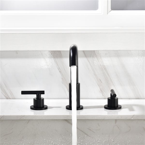 Casainc Matte Black 8.1-in 2-Handle Widespread Bathroom Sink Faucet