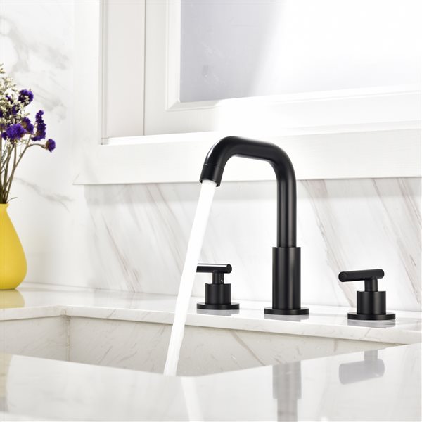 Casainc Matte Black 8.1-in 2-Handle Widespread Bathroom Sink Faucet