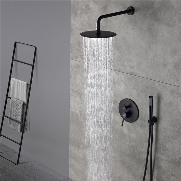 Casainc Matte Black Round 1-Spray Built-in Shower System