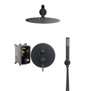 Casainc Matte Black Round 1-Spray Built-in Shower System