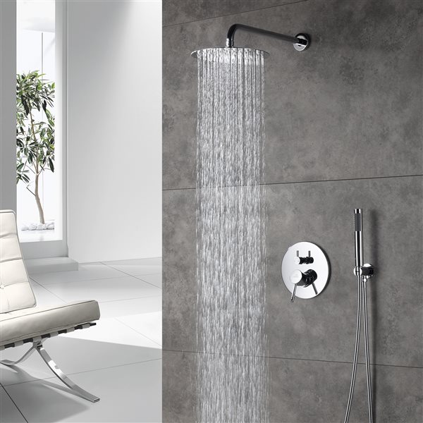 Casainc Polished Chrome Round 1-Spray Built-in Shower System