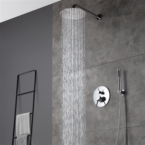 Casainc Polished Chrome Round 1-Spray Built-in Shower System