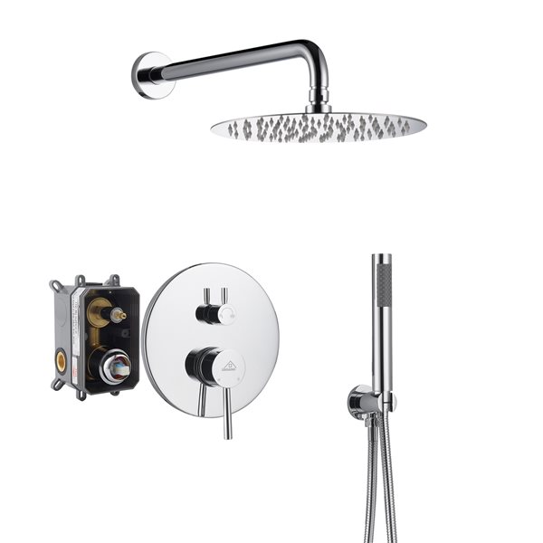 Image of Casainc | Polished Chrome Round 1-Spray Built-In Shower System | Rona