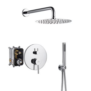 Casainc Polished Chrome Round 1-Spray Built-in Shower System