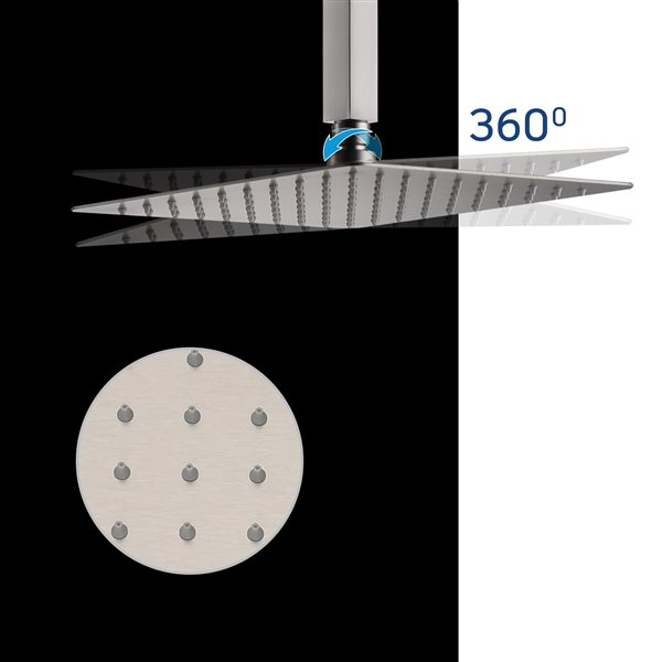 Casainc Brushed Nickel Built-in Shower System with Sliding Rod