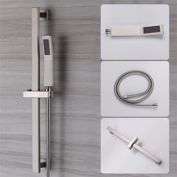 Casainc Brushed Nickel Built-in Shower System with Sliding Rod
