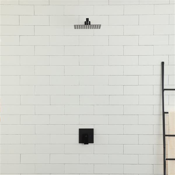 Casainc Matte Black Touchless Square Bathtub and Shower Faucet with Valve