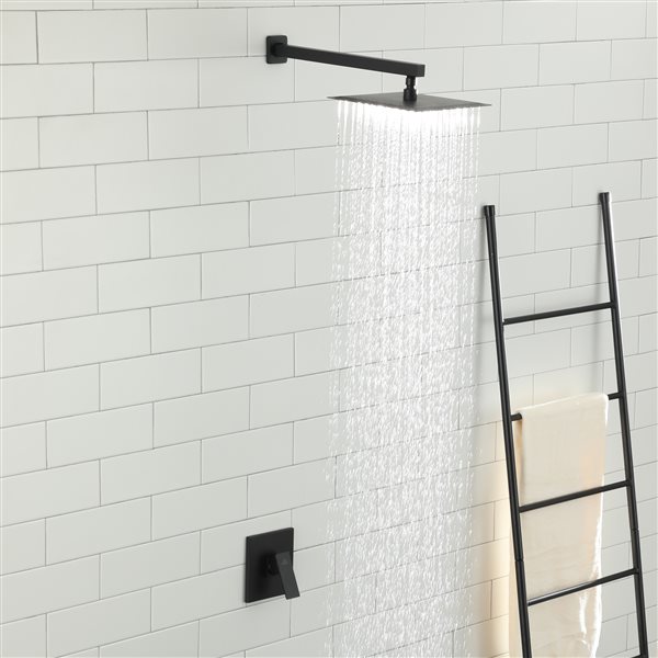 Casainc Matte Black Touchless Square Bathtub and Shower Faucet with Valve