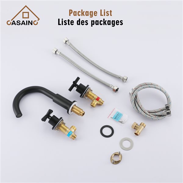 Casainc Matte Black Finish 8.32-in 2-Handle Widespread Watersense Labelled Bathroom Sink Faucet