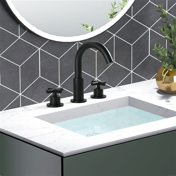 Casainc Matte Black Finish 8.32-in 2-Handle Widespread Watersense Labelled Bathroom Sink Faucet