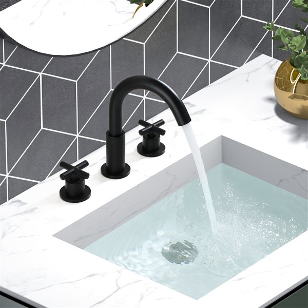 Casainc Matte Black Finish 8.32-in 2-Handle Widespread Watersense Labelled Bathroom Sink Faucet