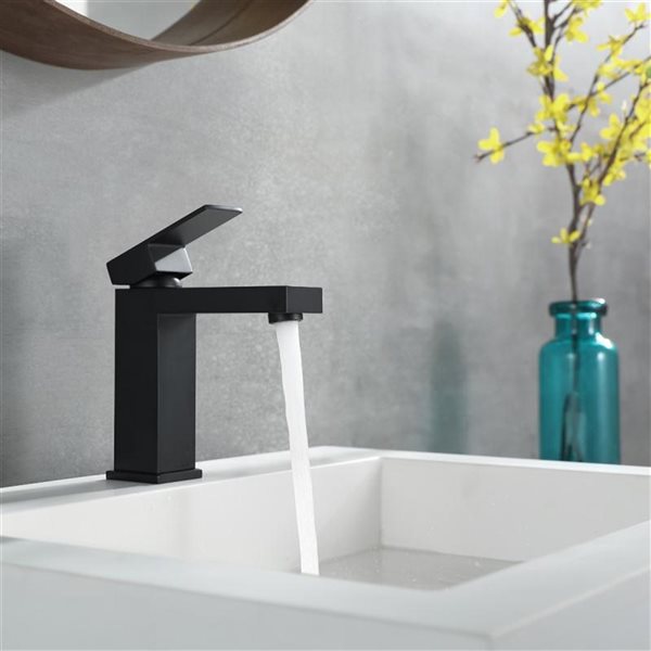 Casainc Matte Black 6.57-in 1-Handle Single Hole Watersense Labelled Bathroom Sink Faucet