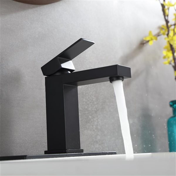 Casainc Matte Black 6.57-in 1-Handle Single Hole Watersense Labelled Bathroom Sink Faucet
