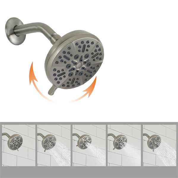 Casainc Brushed Nickel 5-Spray Rain Shower Head 1.75-GPM (6.6-LPM)