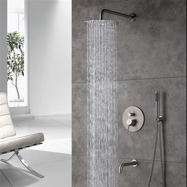 Casainc Brushed Nickel 3-Function Wall Mounted Built-in Shower System