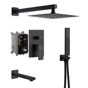 Casainc Matte Black Built-in Shower System with Tub Spout