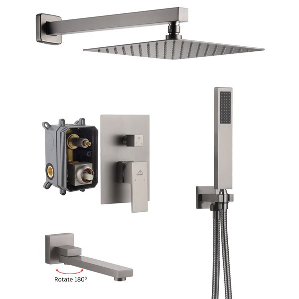 Casainc Brushed Nickel 3-Function Built-in Shower System