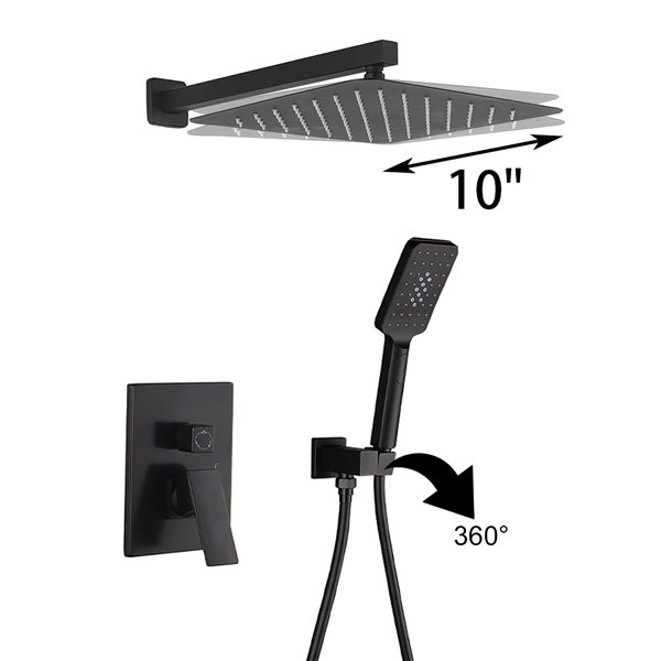Casainc Matte Black 2-Function Built-in Shower System