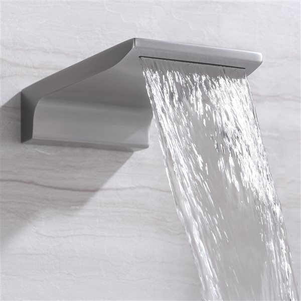 Casainc Brushed Nickel 1-Handle Commercial Wall Mount Bathtub Faucet with Hand Shower