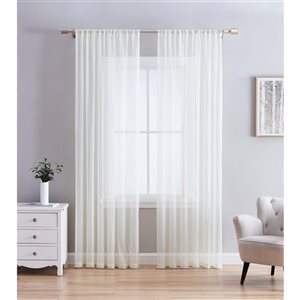 Panneau de voilage double froissé ivoire par Swift Home en polyester avec doublure entrelacée de 84 po