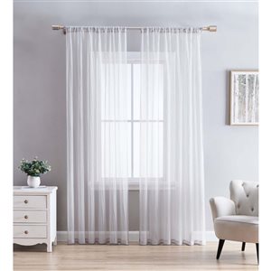 Swift Home 84-in Light Grey Polyester Crinkle Sheer Interlined Curtain Panel Pair