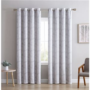 Swift Home 95-in Grey Polyester Jacquard Blackout Interlined Single Curtain Panel