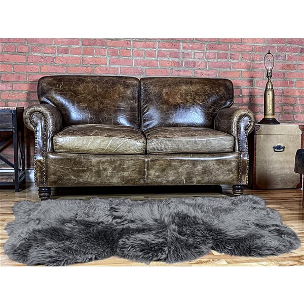 Natural 3-ft x 5-ft Grey Indoor Sheepskin Rug