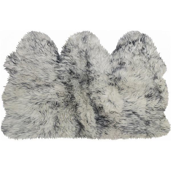 Natural 3-ft x 5-ft Gradient Grey Indoor Sheepskin Rug