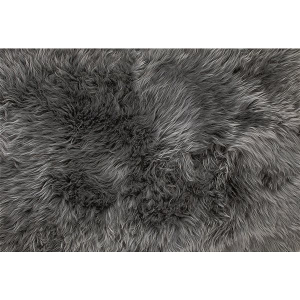 Natural 2-ft x 3-ft Grey Rectangular Indoor Sheepskin Rug